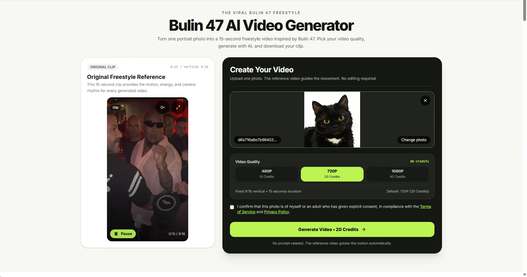 Bulin 47 AI Video Generator resolution choices